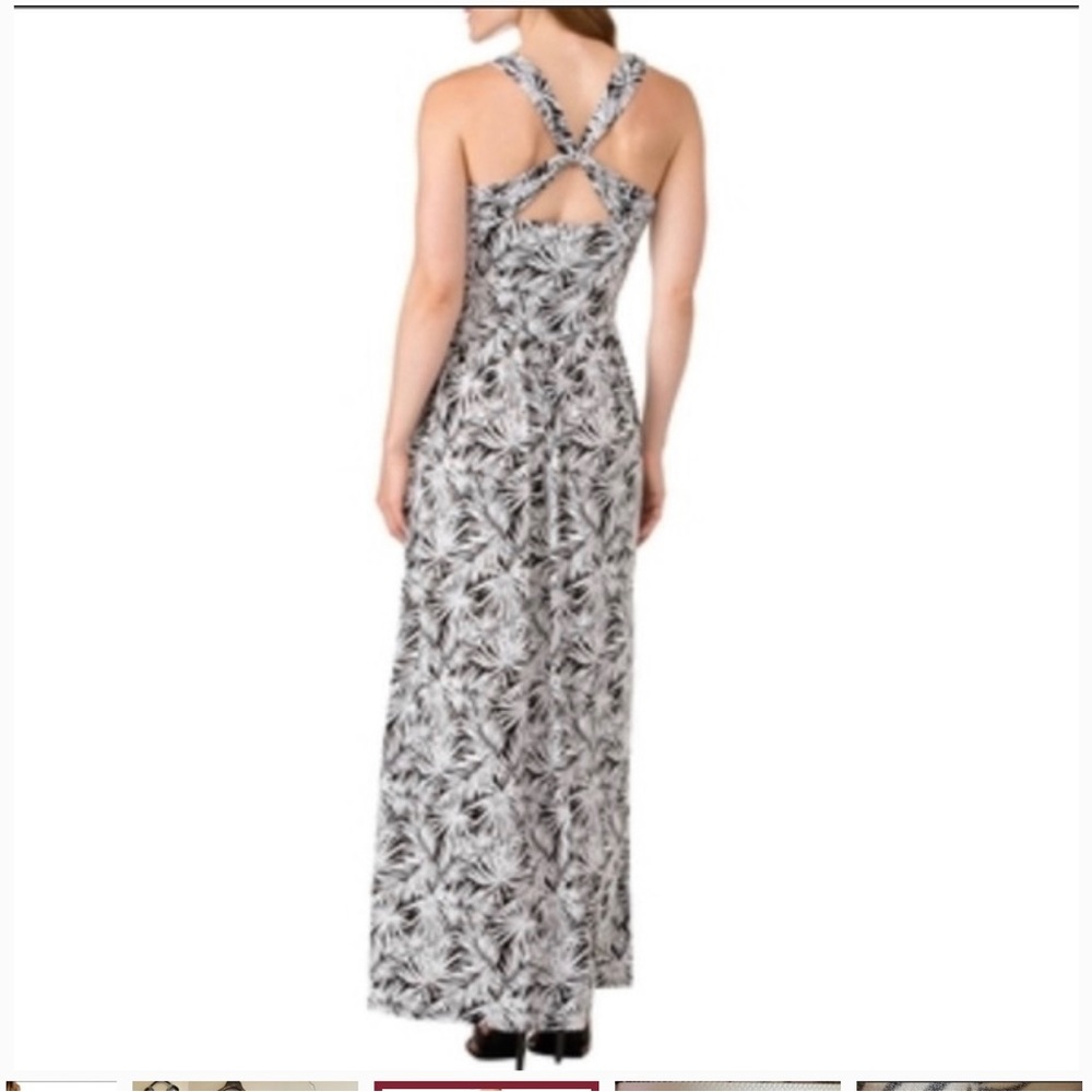 Michael Kors Pompano Palm Leaf Back Twist Maxi.